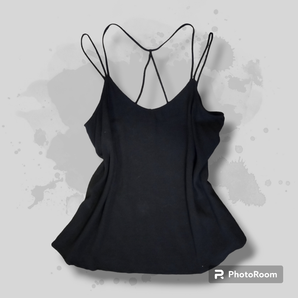 Goth Rockabilly Fairycore Strappy Crisscross Back Flowy Camisole